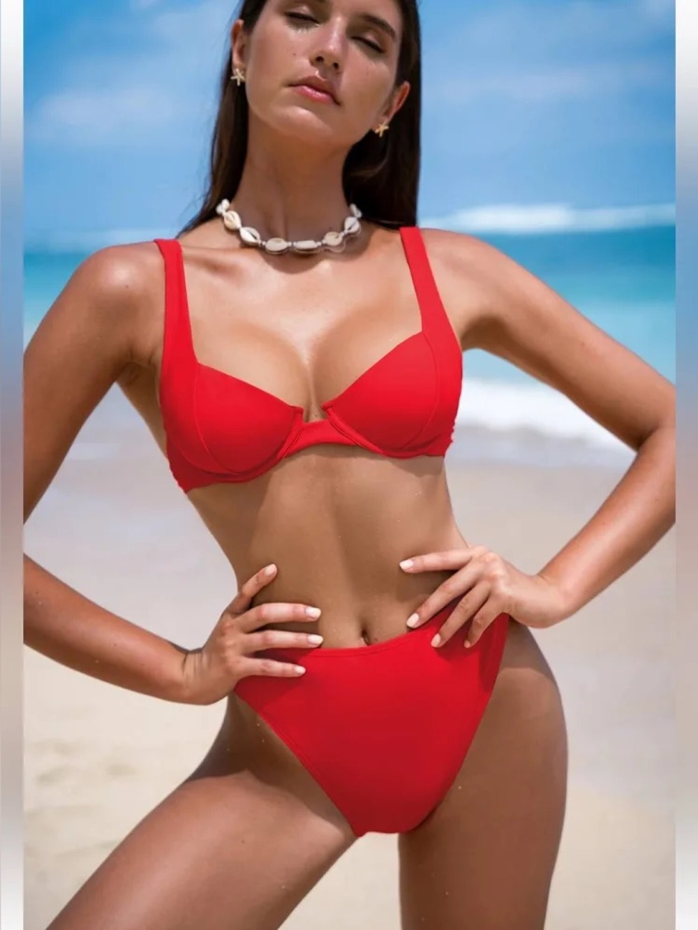 Cupshe Red Underwire Bikini top